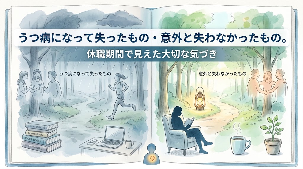 うつ病の休職期間を振り返る様子をイメージしたイラスト